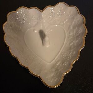 Lenox Heart-Shaped White Dish with Gold Accent